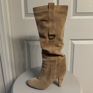 Fornarina taupe genuine suede boots 2000s vintage size 39 slouch style